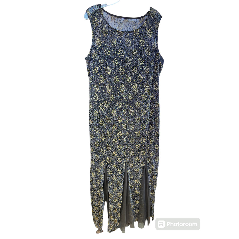 Cardalite Women;s Metallic Black Night Out Knit Dress 2X